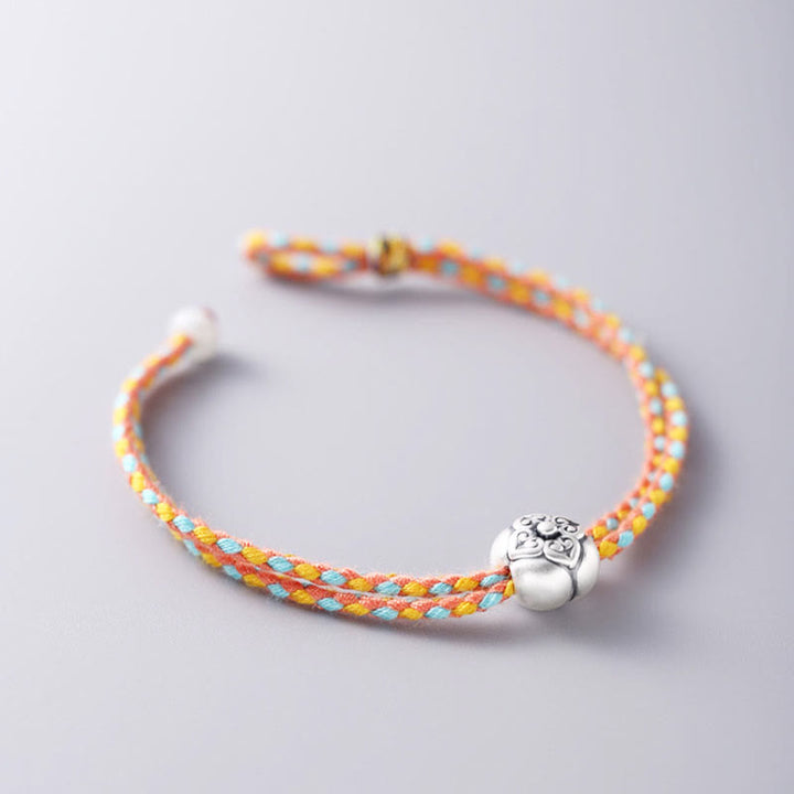 Buddha Stones 999 Sterling Silver Persimmon Luck Multicolored Braided Bracelet - image 7