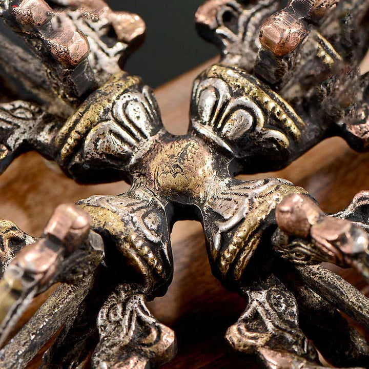Tibetan Handmade 5 Prong Double Dorje Copper Iron Thunderbolt Strength Vajra - image 2