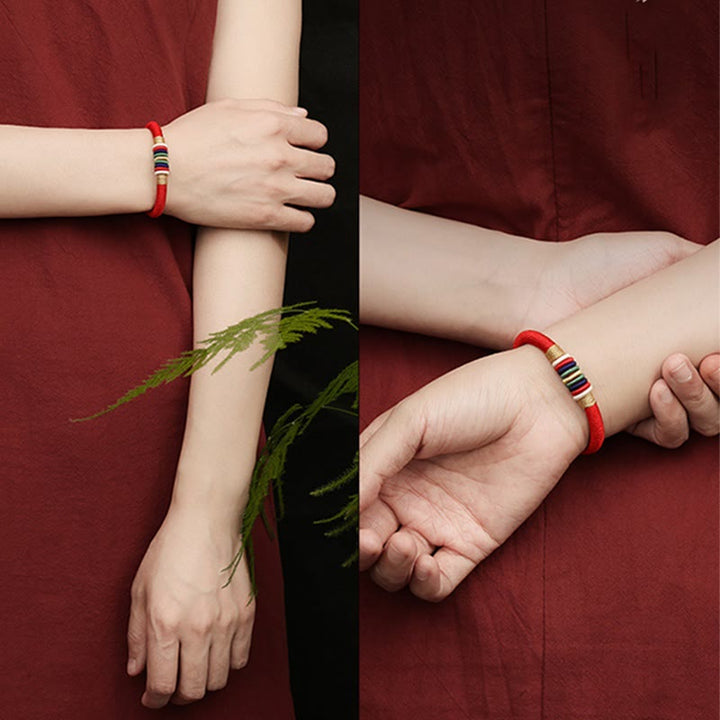 Buddha Stones Tibetan Handmade Colorful King Kong Knot Five Elements Luck Braid String Bracelet - image 6