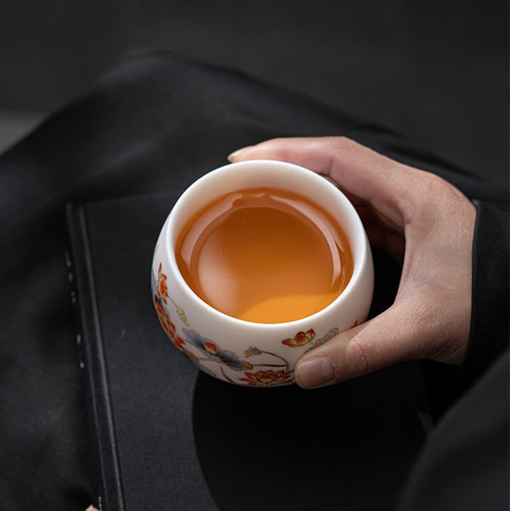 Buddha Stones Phoenix Dragon Lotus Deer Ancient Building Koi Fish Ceramic Teacup Kung Fu Tea Cups - image 9