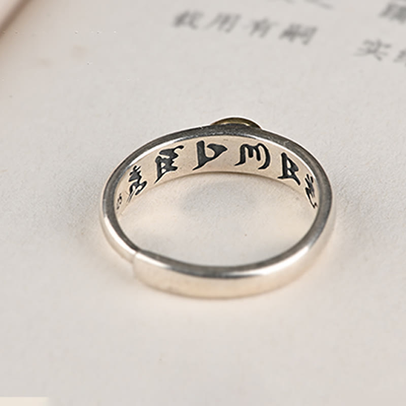Buddha Stones Tibetan Om Mani Padme Hum Carved Chinese Zodiac Natal Buddha Peace Ring - image 11