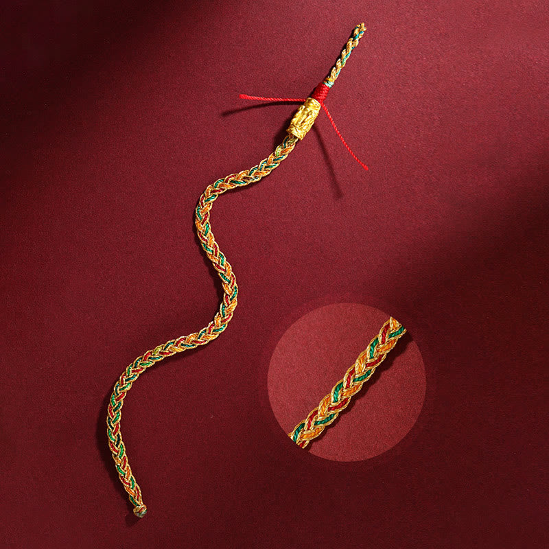 Buddha Stones Year of the Dragon Handmade Colorful Dragon Carved Success Braided Bracelet - image 4