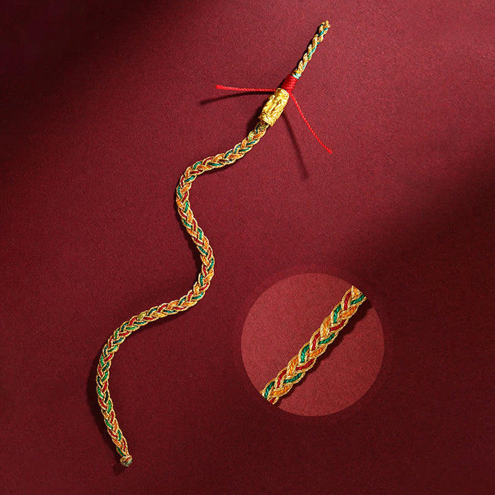 Buddha Stones Year of the Dragon Handmade Colorful Dragon Carved Success Braided Bracelet - image 4