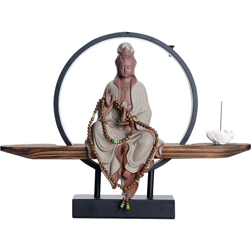 Buddha Stones Buddha Avalokitesvara Ceramic Lotus Relaxation Incense Burner Decoration - image 23