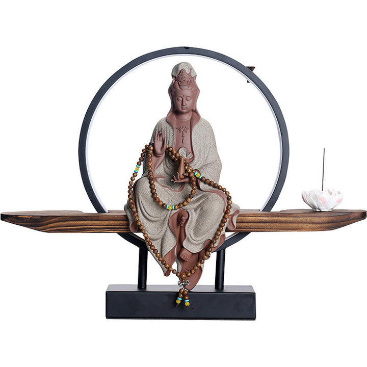 Buddha Stones Buddha Avalokitesvara Ceramic Lotus Relaxation Incense Burner Decoration - image 23