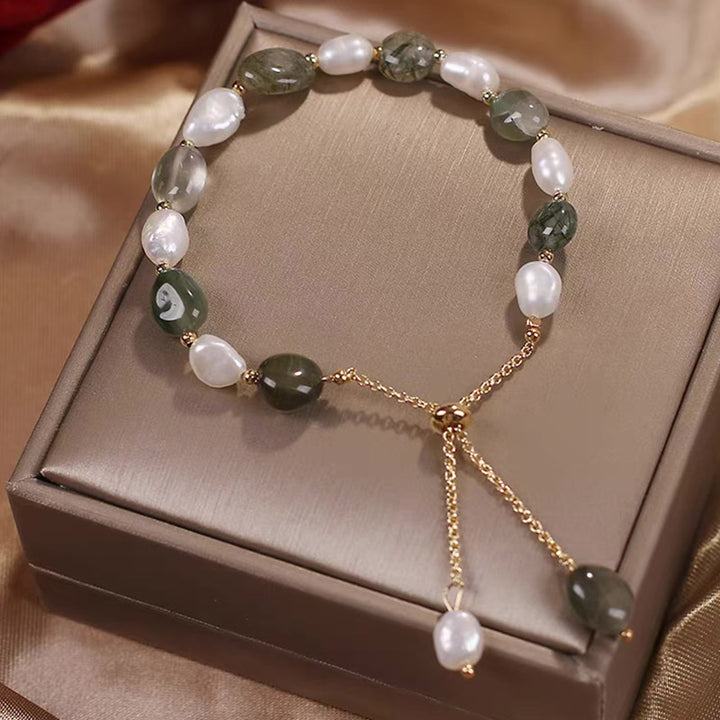Buddha Stones Natural Blue Aventurine Crystal Pearl Bead Healing Bracelet - Green Crystal - image 9