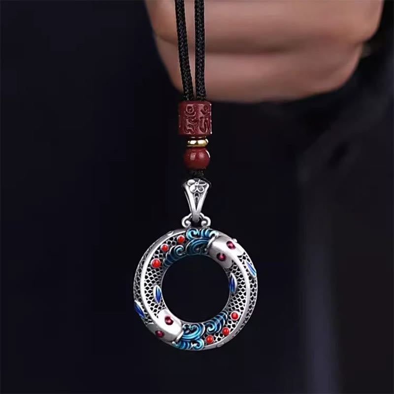 Buddha Stones Koi Fish Peace Buckle Copper Wealth Luck Necklace Pendant - Koi Fish(Luck♥Prosperity) - image 0