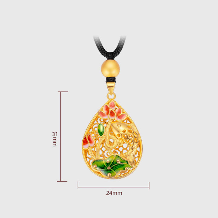 Buddha Stones Koi Fish Lotus Flower Leaf Copper Luck Necklace Pendant - image 6