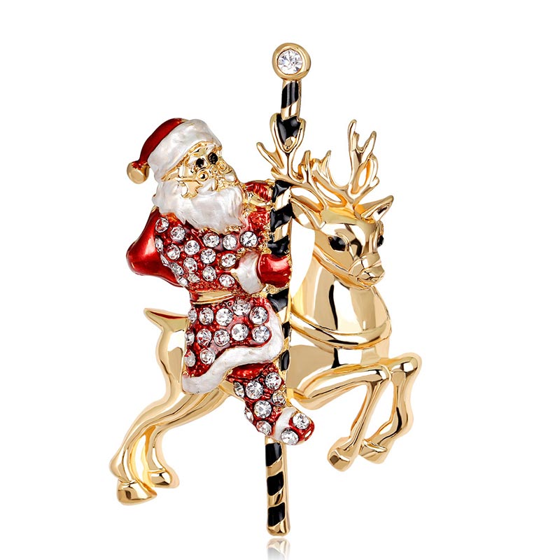 Christmas Multi-Colored Rhinestone Crystal Brooch Pin - 1 - image 1