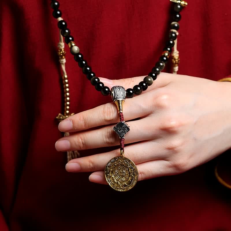 Buddha Stones 108 Mala Beads Gold Sheen Obsidian Tiger Eye Eagle's Eye Stone Wealth Bracelet - image 11