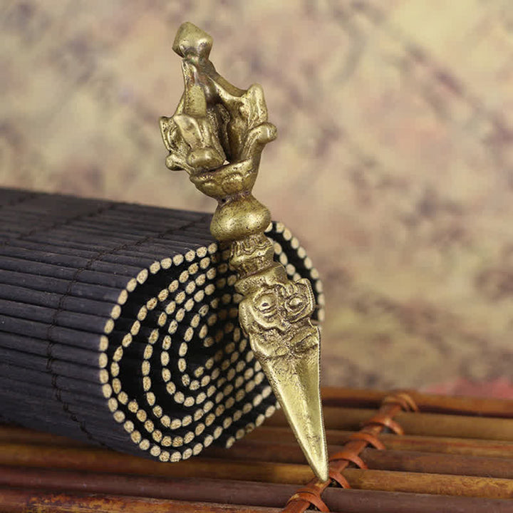 Buddha Stones Tibetan Five Strands Vajra Dorje Enlightenment Copper Decoration - image 1