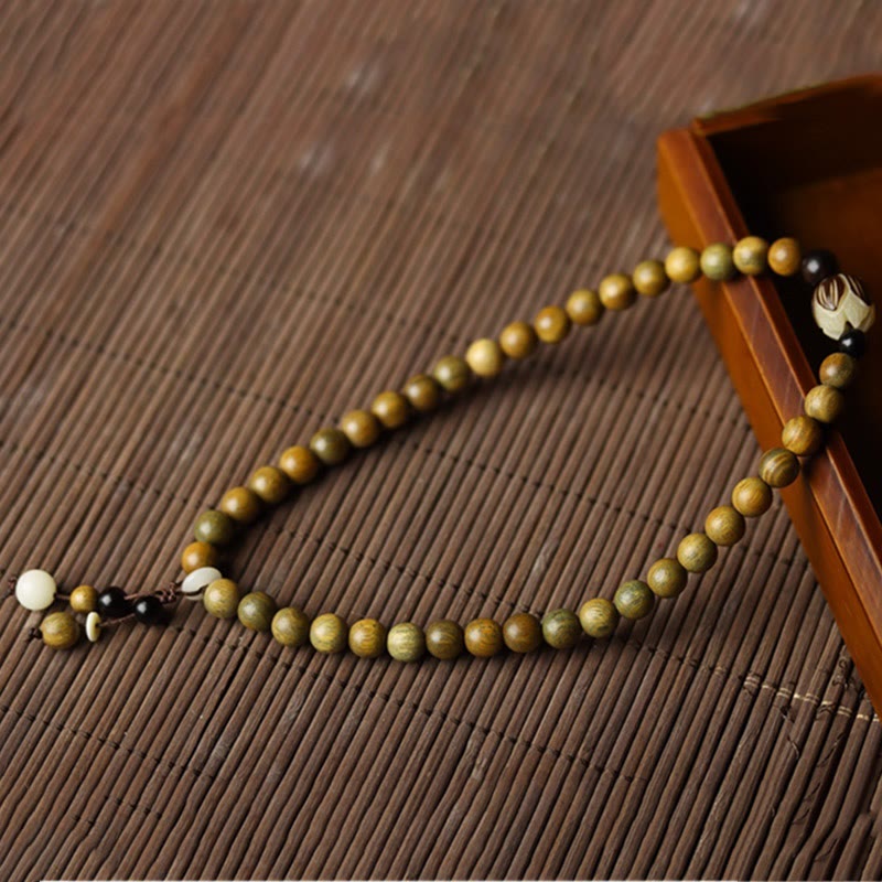 Buddha Stones Green Sandalwood Bodhi Seed Lotus Soothing Double Wrap Bracelet - image 8