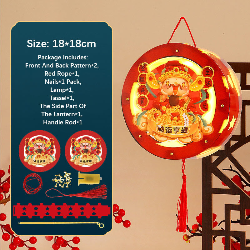 Buddha Stones DIY Good Luck Cute Rabbit Paper Lantern Lamp Mid-Autumn Festival Lantern Decoration - Round God of Wealth Lantern - image 16