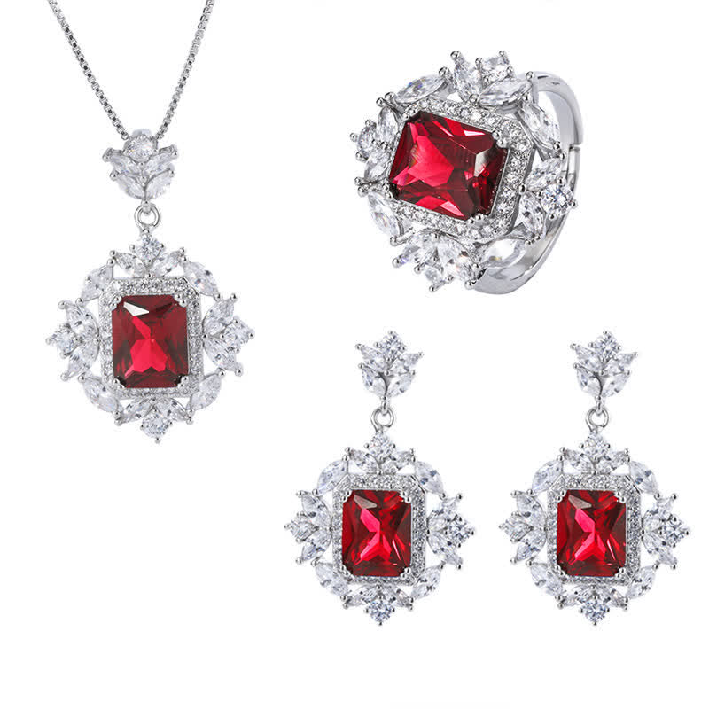 Buddha Stones Emerald Crystal Red Corundum Confidence Courage Ring Earrings Necklace Pendant - image 12