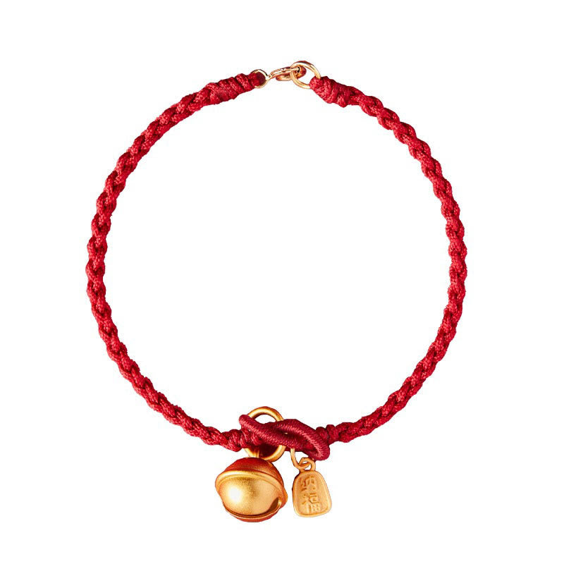 Buddha Stones Handmade Fu Character Charm Luck Happiness Bell Red Rope Bracelet - Red(Wrist Circumference 14-16cm) - image 11