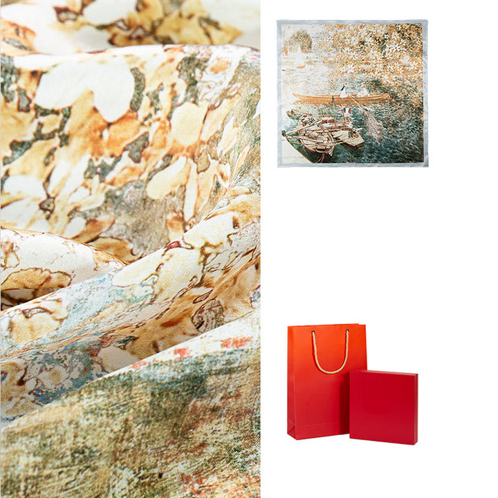 Buddha Stones Jungle Oil Painting Auspicious Clouds 100% Mulberry Silk Scarf Premium Grade 6A Double-sided Silk Neck Scarf - image 19