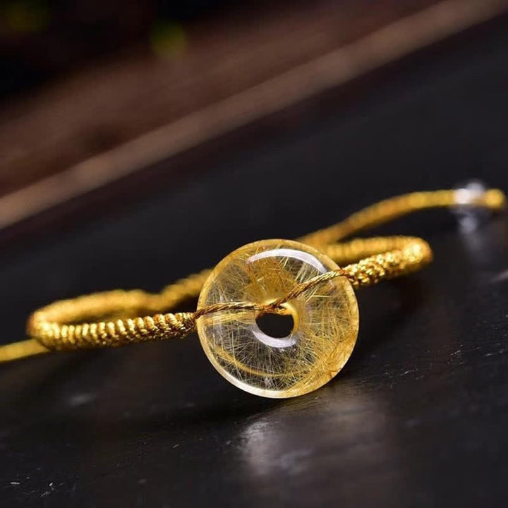 Buddha Stones Round Citrine Peace Buckle Happiness Braided Bracelet - image 3