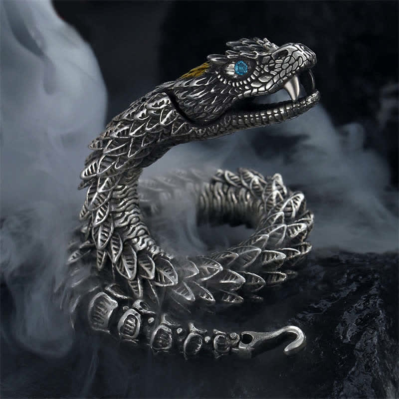 Buddha Stones Dragon Snake Handmade Amulet Protection Chain Bracelet - 24cm - image 0