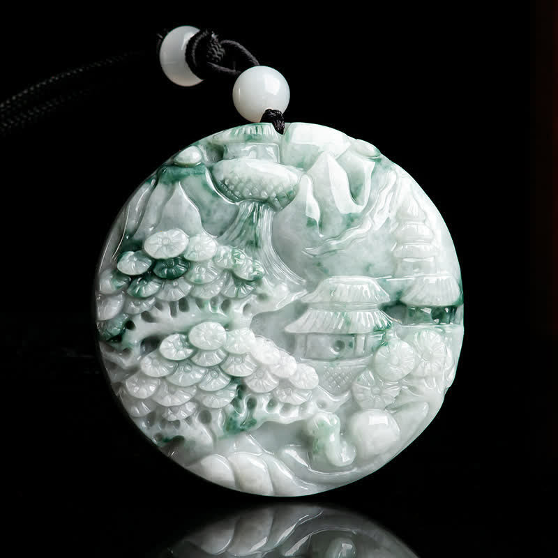 Buddha Stones Mountain Landscape Jade Abundance String Necklace - Jade(Prosperity♥Abundance) - image 0