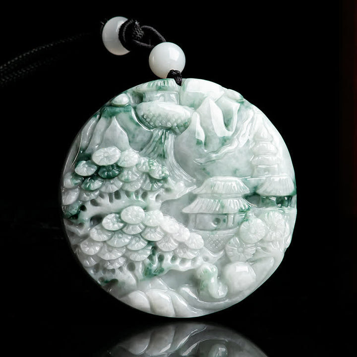 Buddha Stones Mountain Landscape Jade Abundance String Necklace - Jade(Prosperity♥Abundance) - image 0