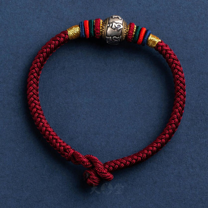 Buddha Stones 925 Sterling Silver Tibet Handmade Om Mani Padme Hum Luck Protection King Kong Knot Braided Bracelet - image 3