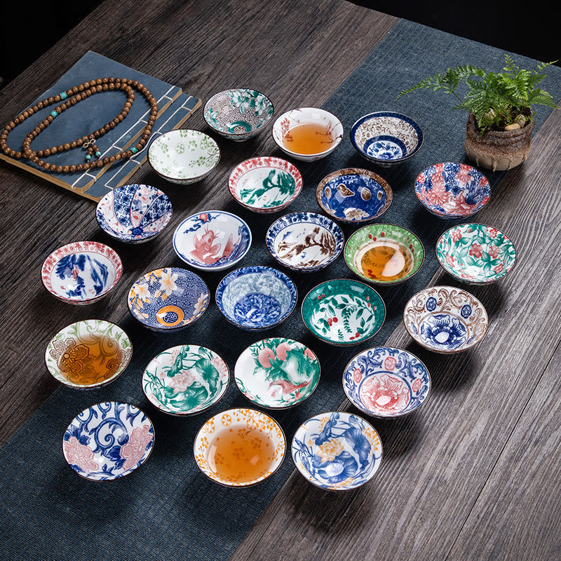 Buddha Stones Flowers Fu Character Mountains Lotus Cherry Blossoms Ceramic Teacup Kung Fu Tea Cup - image 0
