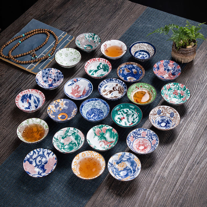 Buddha Stones Flowers Fu Character Mountains Lotus Cherry Blossoms Ceramic Teacup Kung Fu Tea Cup - image 0