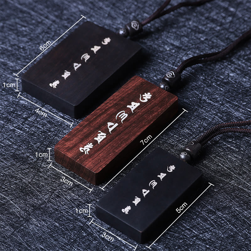Buddha Stones 999 Sterling Silver Small Leaf Red Sandalwood Ebony Wood Om Mani Padme Hum Inlaid Protection Necklace Pendant - image 7