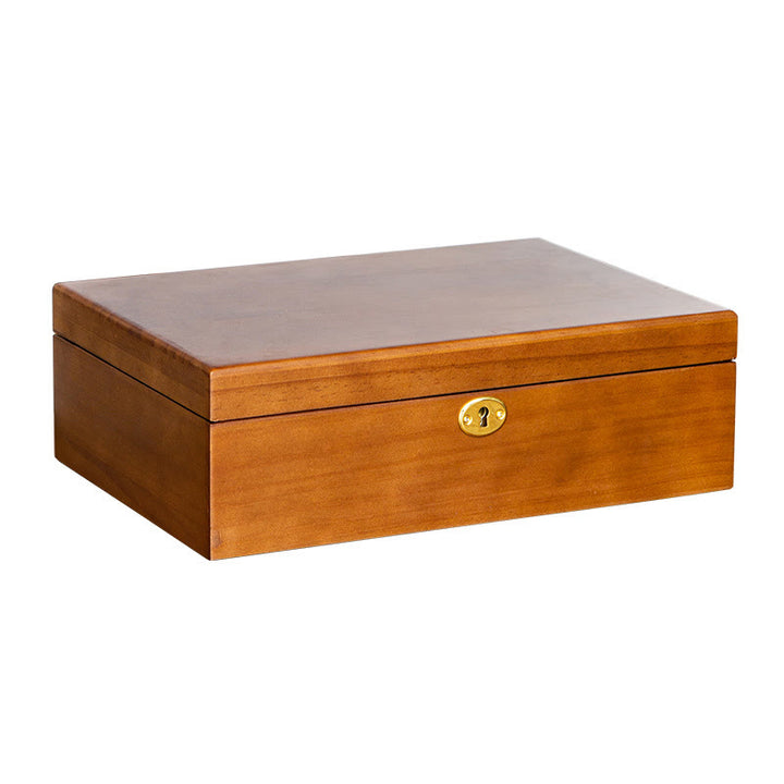 Buddha Stones Vintage Wooden Jewelry Box Two-Layer Solid Wood Jewelry Storage Box - image 19