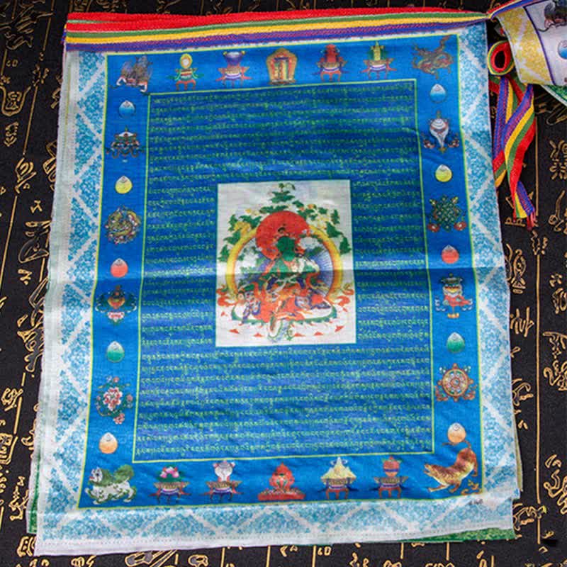 Buddha Stones Tibetan 5 Colors Windhorse Buddha Tara Scriptures Healing Auspicious Outdoor Prayer Flag - image 17