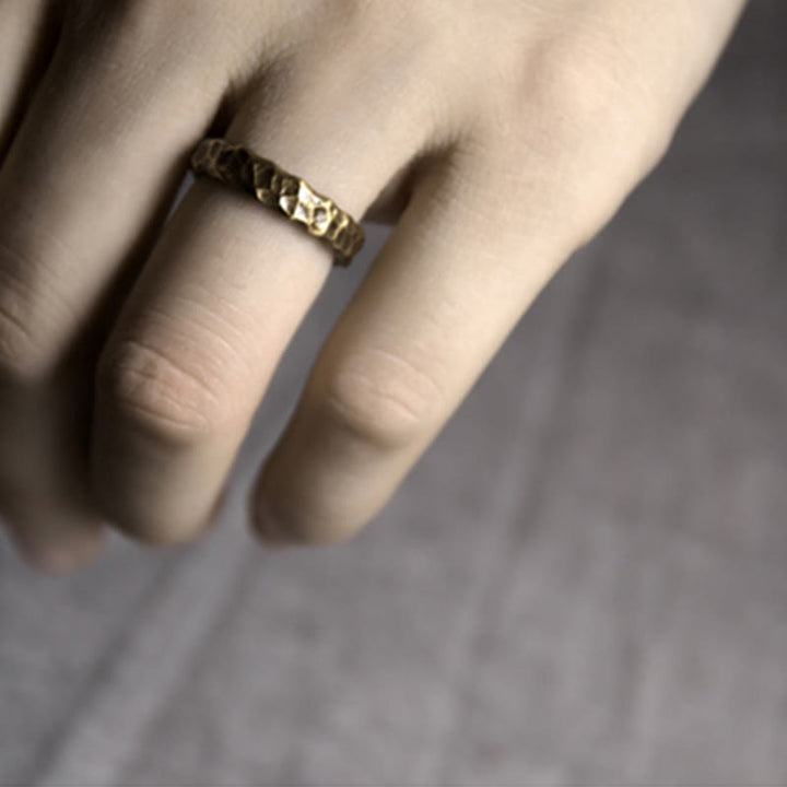 Buddha Stones Tibetan Bump Texture Design Copper Brass Luck Ring - image 3