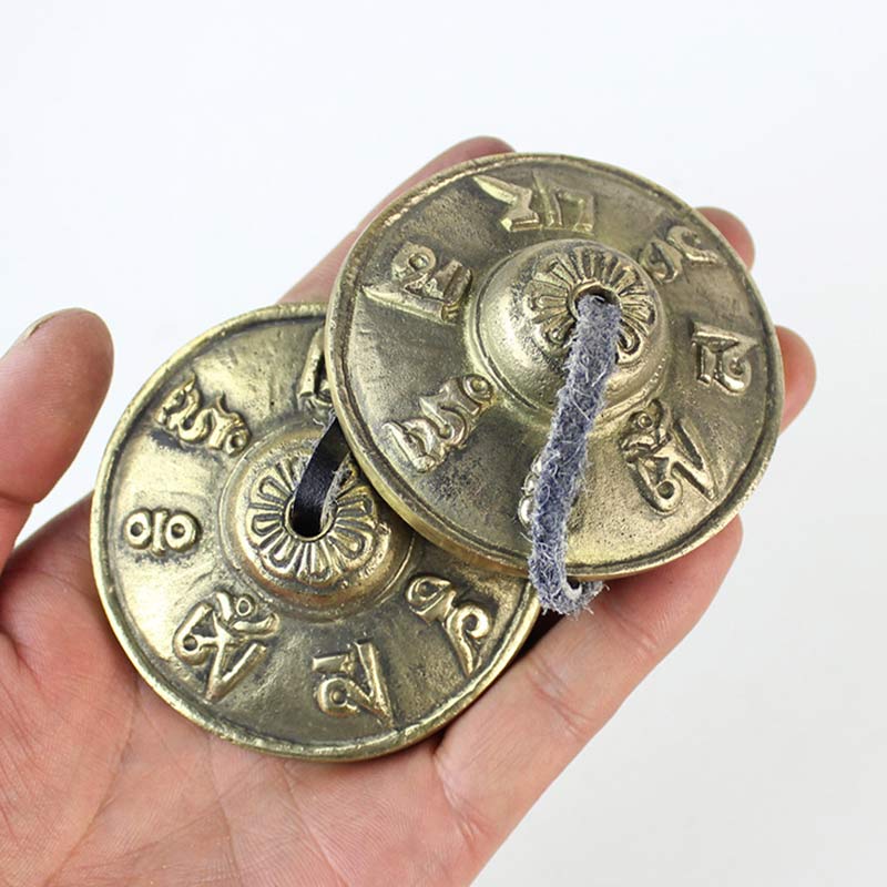 Buddha Stones Tibetan Tingsha Bell Six True Words Dragon Copper Balance Decoration With Bag - image 3
