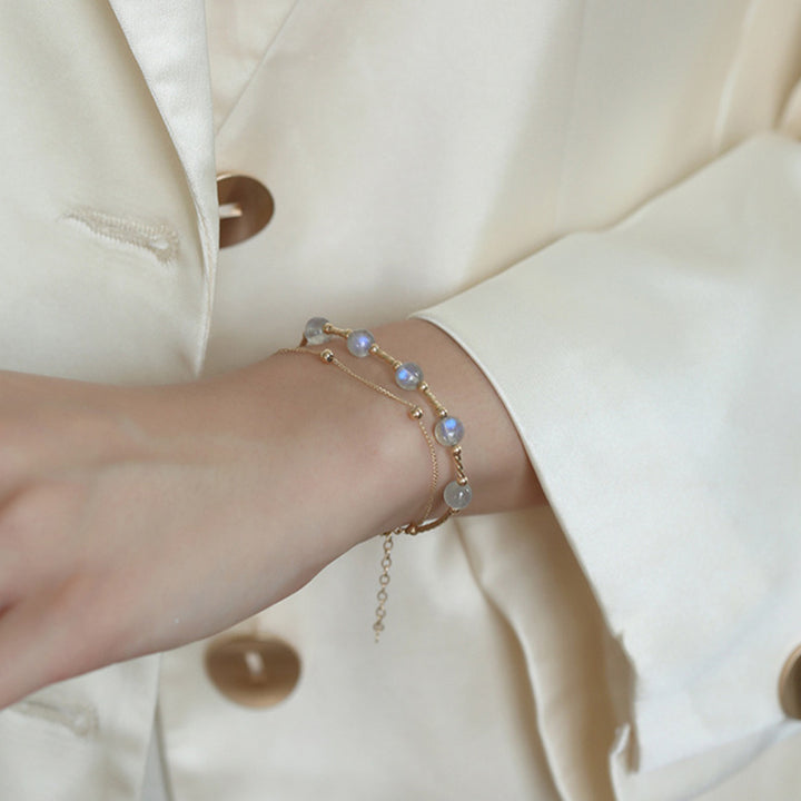 Buddha Stones Moonstone Positive Charming Chain Bracelet - image 3