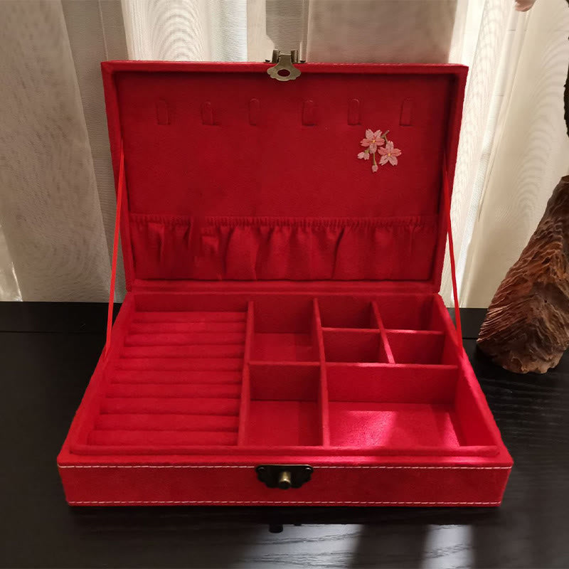 Buddha Stones Flowers Dragonfly Jewelry Box Organizer Single Layer Jewelry Storage Box Flannel Box - image 17