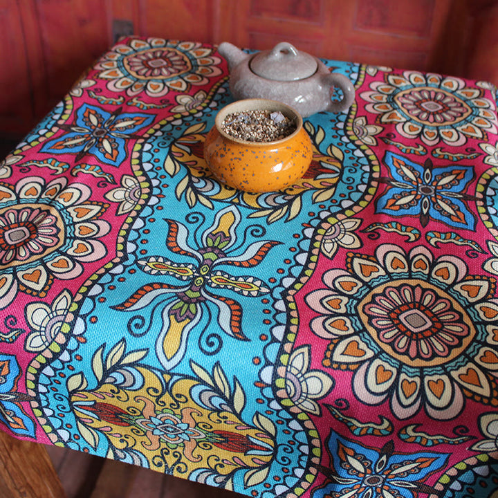 Boho Mandala Tablecloth Home Table Cover Decor - Pink Blue Mandala - image 6