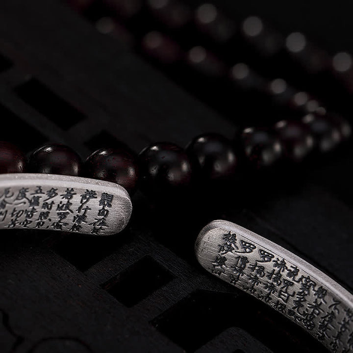 Buddha Stones 999 Sterling Silver Six True Words Heart Sutra Protection Bracelet Bangle - image 11