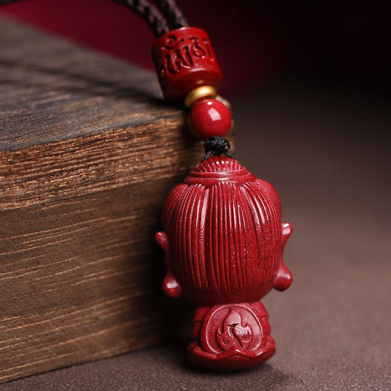 Buddha Stones Chinese Zodiac Natal Buddha Natural Cinnabar Amulet Keep Away Evil Spirits Necklace Pendant - image 3