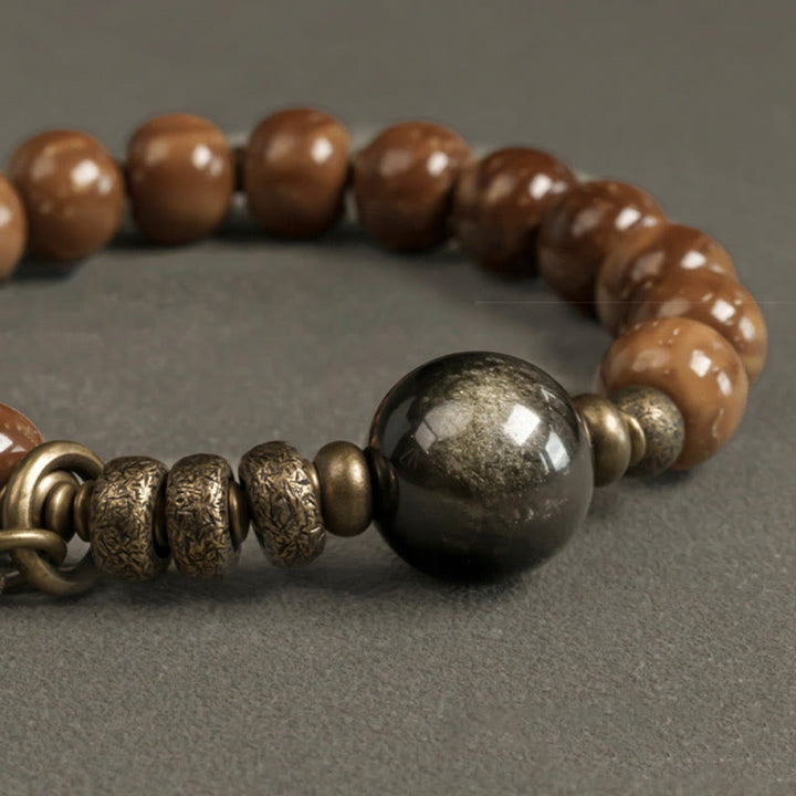 Buddha Stones Kuka Seed Tiger Eye Gold Sheen Obsidian Copper Wealth Luck Bracelet - image 10