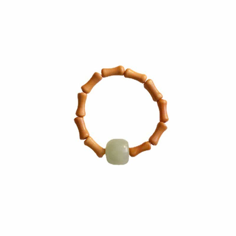 Buddha Stones Hetian Jade Beaded Bamboo Prosperity Luck Ring - image 11