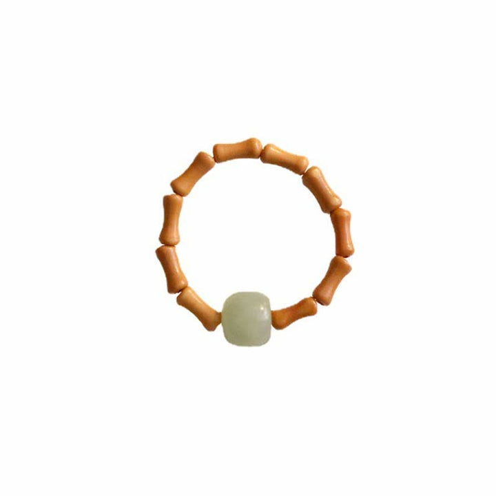 Buddha Stones Hetian Jade Beaded Bamboo Prosperity Luck Ring - image 11
