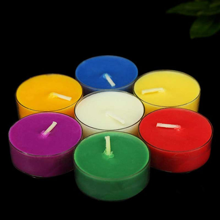 Buddha Stones Meditation Prayer Altar Lotus Flower Candle Holder Buddhist Temple Rituals Use Items - 28Pcs Colorful Candle - image 14