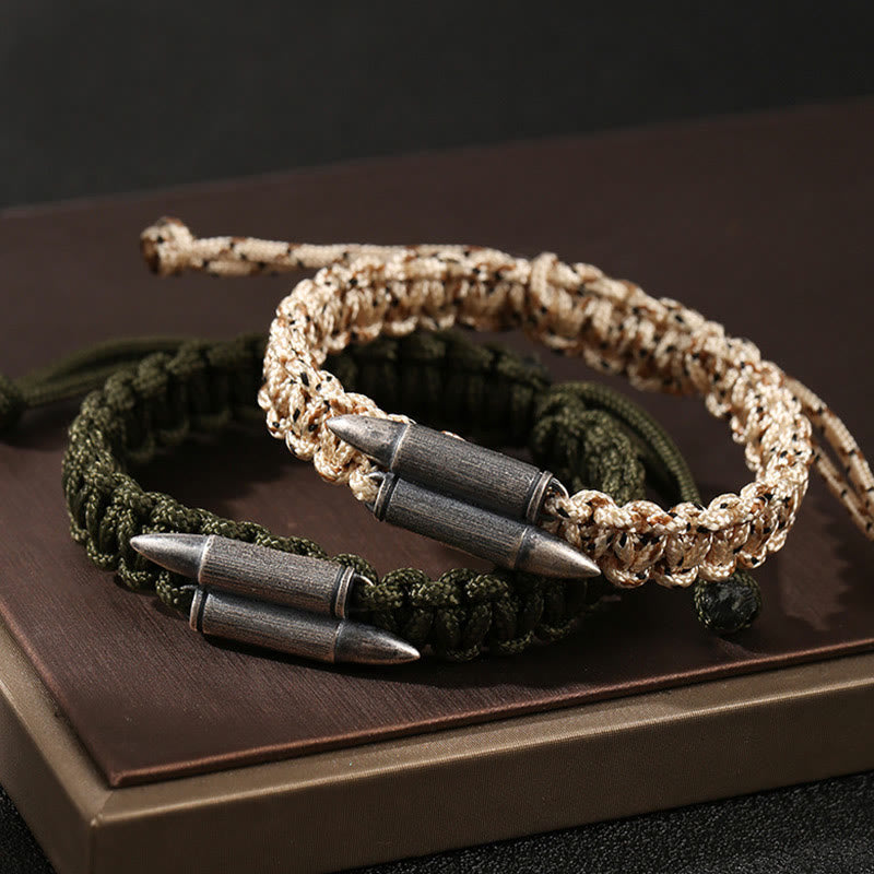 Buddha Stones 925 Sterling Silver Bullet Design Braided Rope Bracelet - image 0