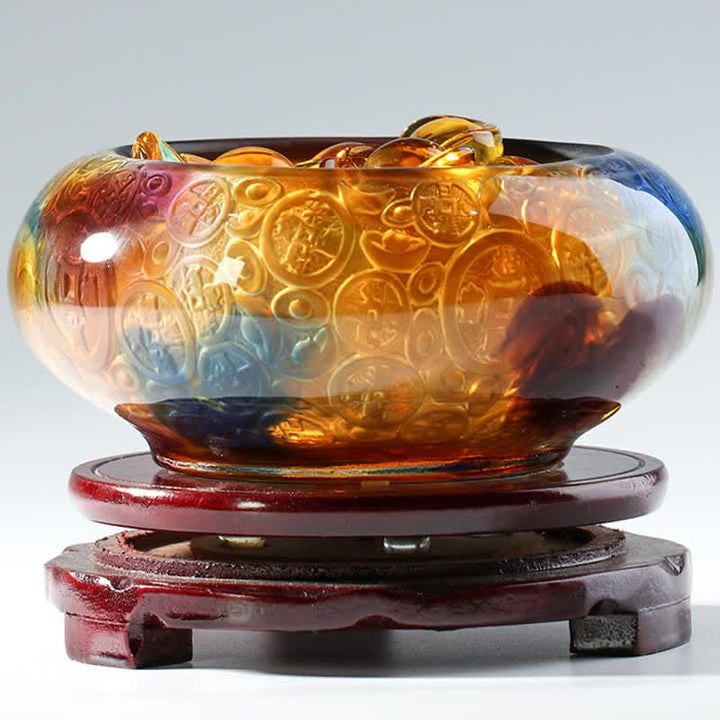 Handmade Liuli Crystal Treasure Bowl Ingots Art Piece Home Decoration - image 9