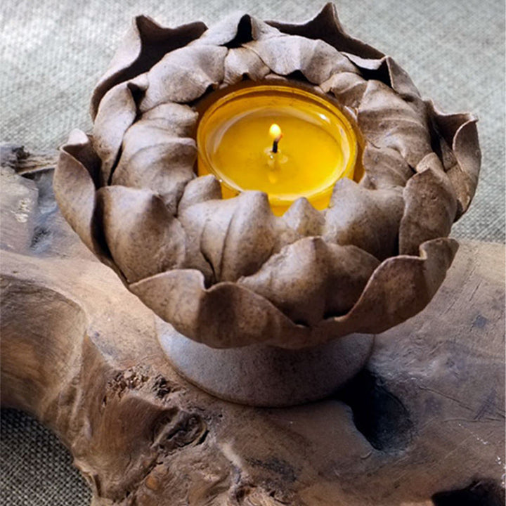 Buddha Stones Lotus Flower Ceramic Candle Holder Incense Burner Home Offering Decoration - image 10
