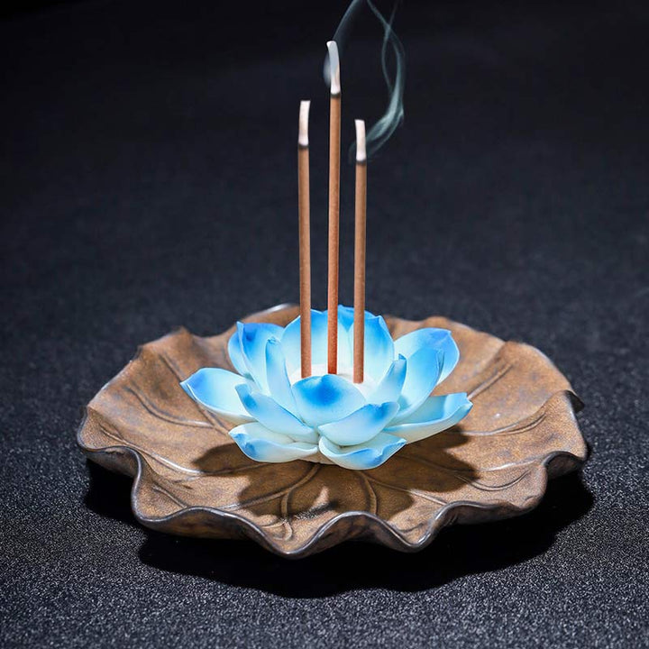 Buddha Stones Tibetan Lotus Blessing Incense Burner Decoration - 6 - image 12