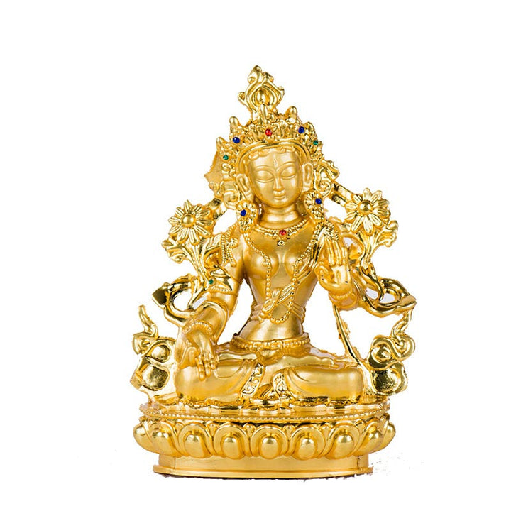 Buddha Stones Bodhisattva White Tara Hope Protection Gold Plated Statue Decoration - image 3