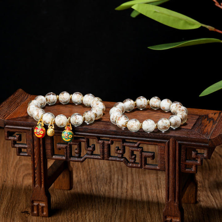 Buddha Stones Gold Swallowing Beast Family Charm Luminous Fluorescent Liuli Glass Bead Success Bracelet - image 6