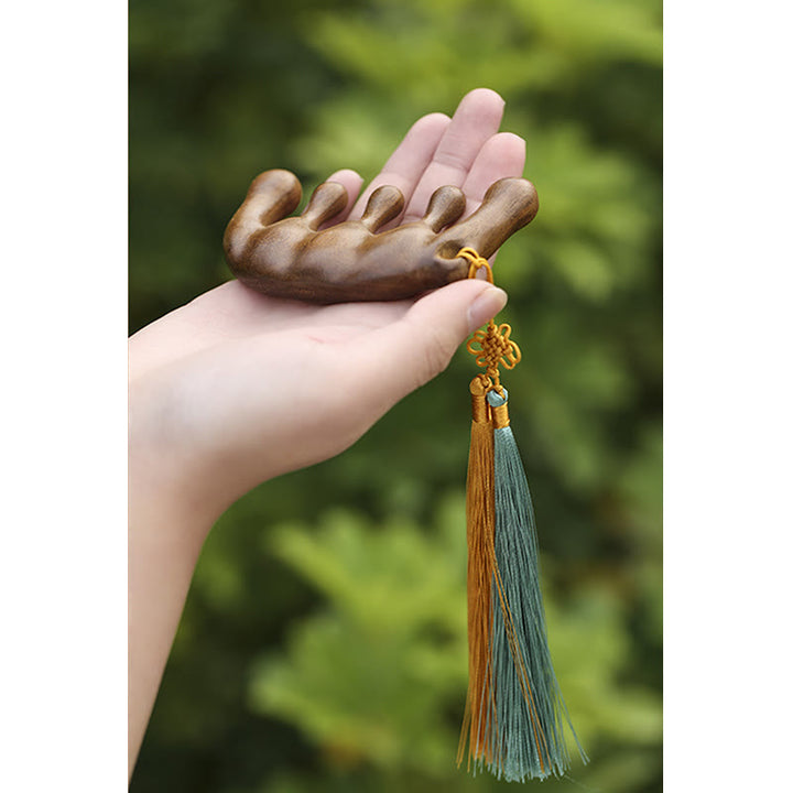 Simple Green Sandalwood Soothing Tassel Massage Comb - image 5