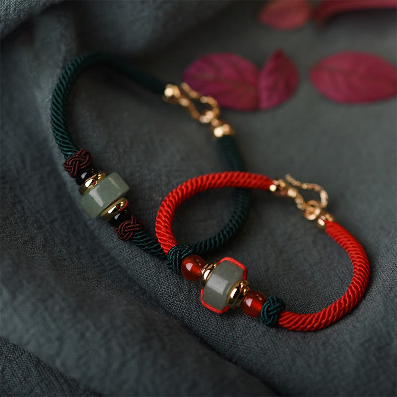 Buddha Stones Tibetan Green Aventurine Luck Braid String Bracelet - image 0