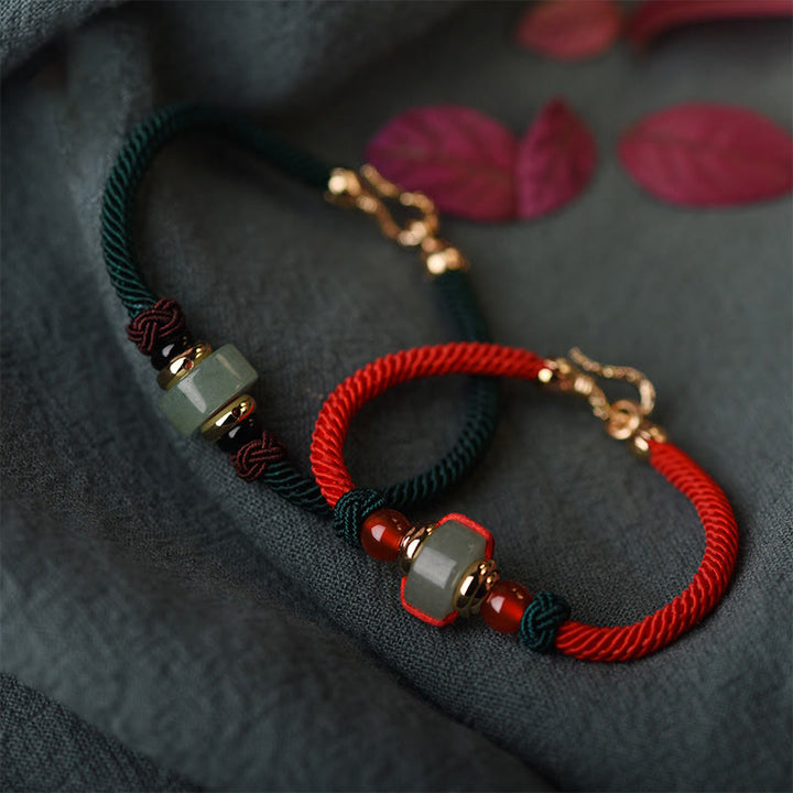 Buddha Stones Tibetan Green Aventurine Luck Braid String Bracelet - image 0